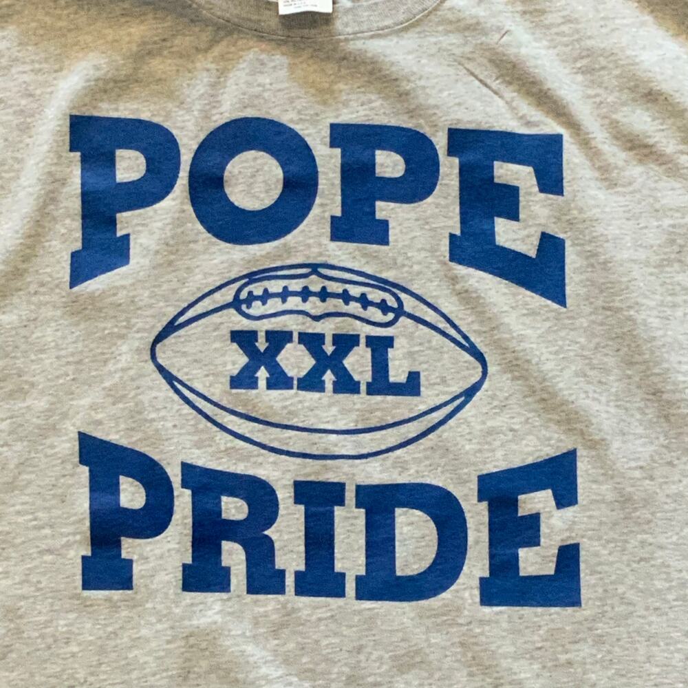 Vintage Pope Pride Football Sleeveless T-Shirt XXL Anvil 90s Gray USA - Picture 3 of 4